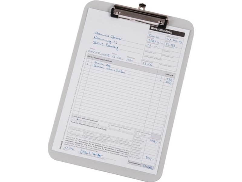 EICHNER 9015-00589 Klemmbrett  ABS mit ausziehbarer Hakenöse DIN A4 grau