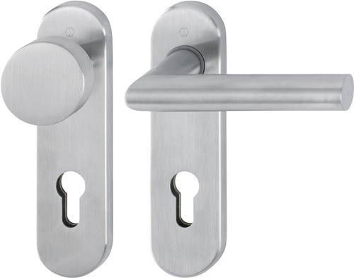 HOPPE 3306187 Kurzschildgarnitur Amsterdam E58/353K/1400Z Edelstahl F69 PZ abger