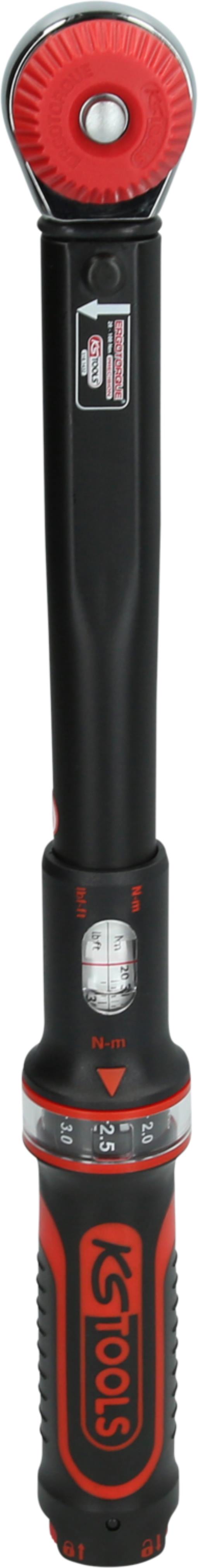 1/2" ERGOTORQUE®precision Ratschen-Drehmomentschlüssel Drehknopf, 20-100Nm Auslösegenauigkeit: ±3 % Toleranz vom eingestellten Skalenwertwiederholgenau und präzise bei mindestens 5.000
