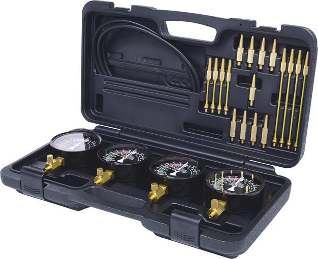 KS Tools 150.3600 Synchron-Vergaser-Testgerät mit 4 Synchronuhren, 28-tlg.