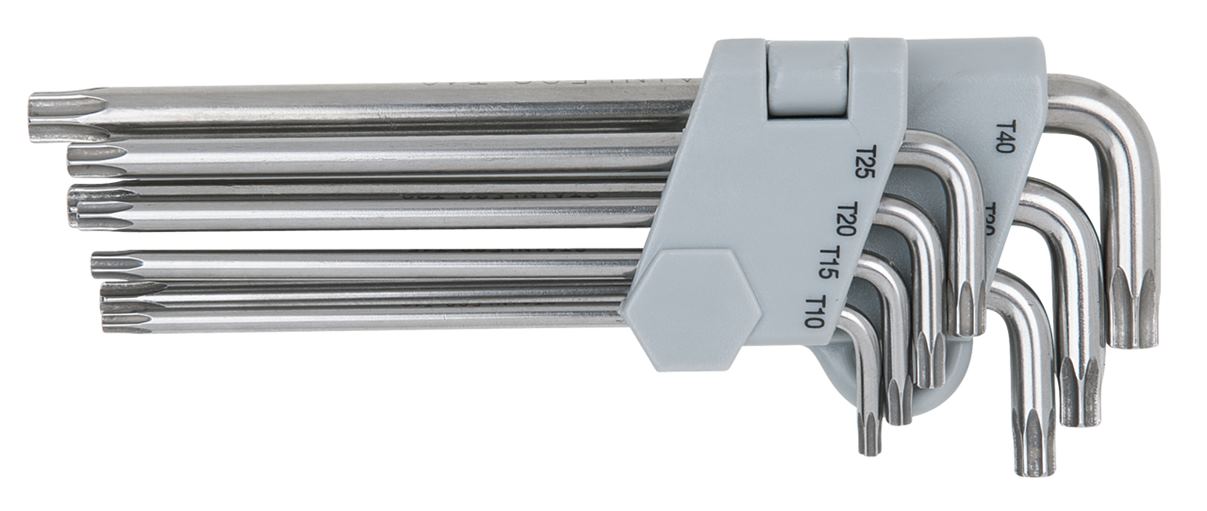 KS Tools 964.0615 EDELSTAHL Torx-Winkelstiftschlüssel mit Bohrung, lang, 7-tlg.