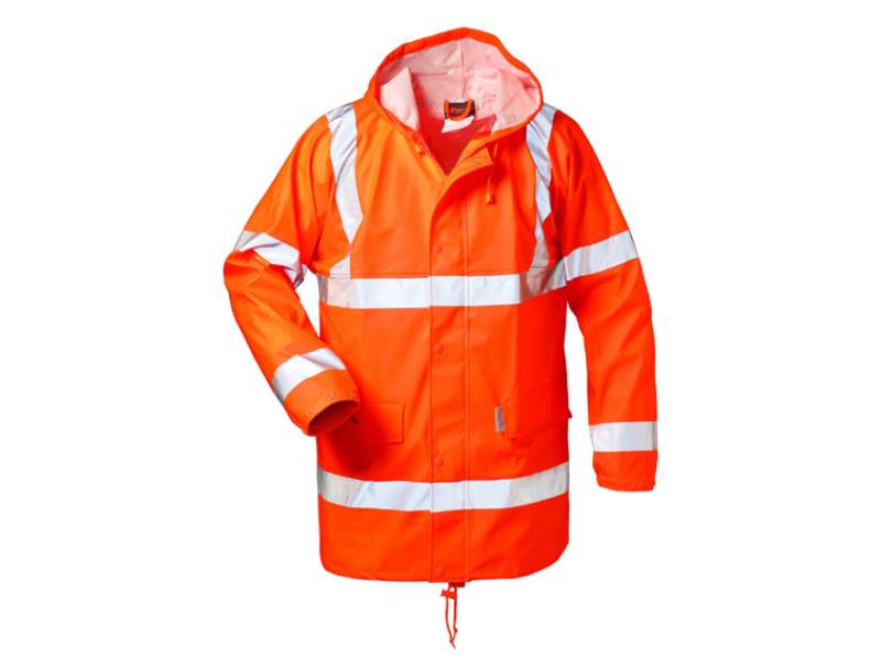 Gr .L (54/56) *FINN* WARNSCHUTZ- PU - JACKE orange *FINN* HIGH VIS PU JACKET