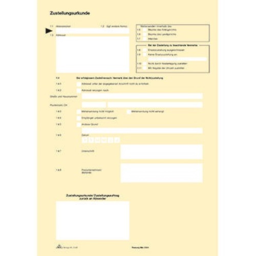RNK Zustellungsurkunde 2046 DIN A4 2Seiten 80g