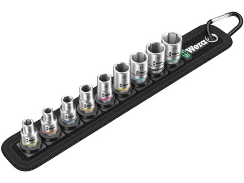 WERA 05003883001 Steckschlüssel-Satz Belt 4 9-teilig 1/4 '' 5 - 13 mm für Außen-