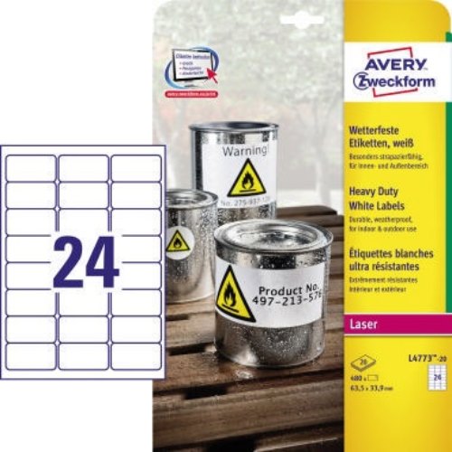 Avery Zweckform Folienetikett L4773-20 63,5x33,9mm 480 St./Pack.