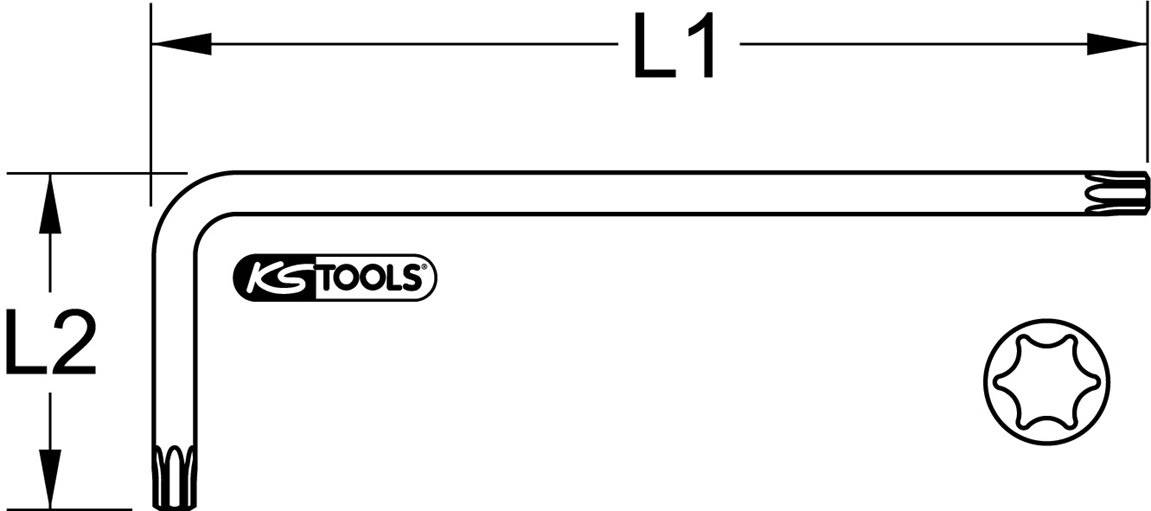 KS Tools 151.4283 Kugelkopf-Torx-Winkelstiftschlüssel, XL, T80, Magenta Rot