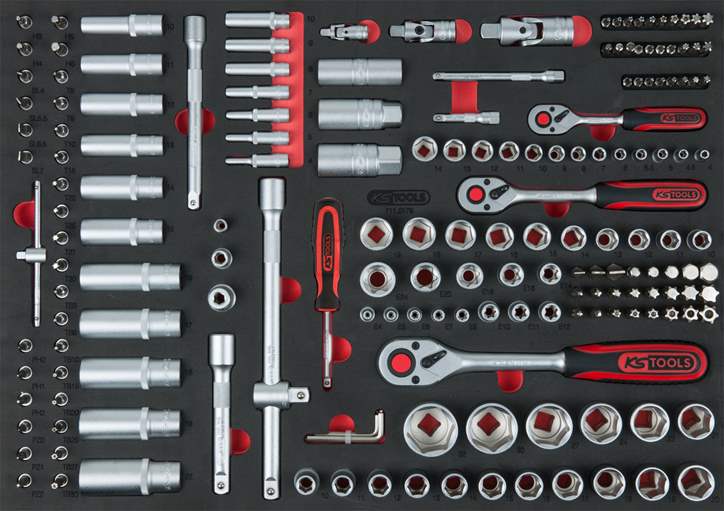KS Tools 711.0179 1/4+3/8+1/2 Steckschlüssel-Satz, 179-tlg. in 1/1 System