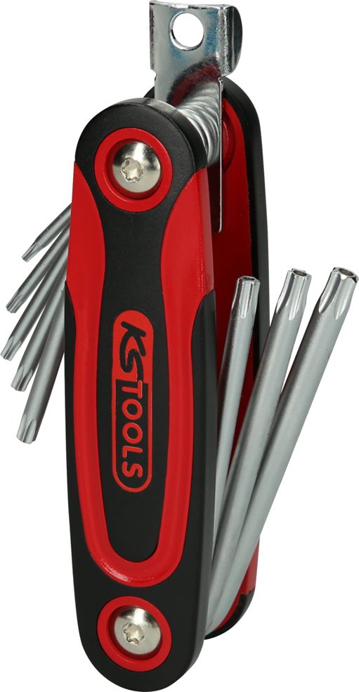 KS Tools 158.3530 CHROMEplus Torx-Winkelstiftschlüssel-Klapphalter, Bohrung, 8-t