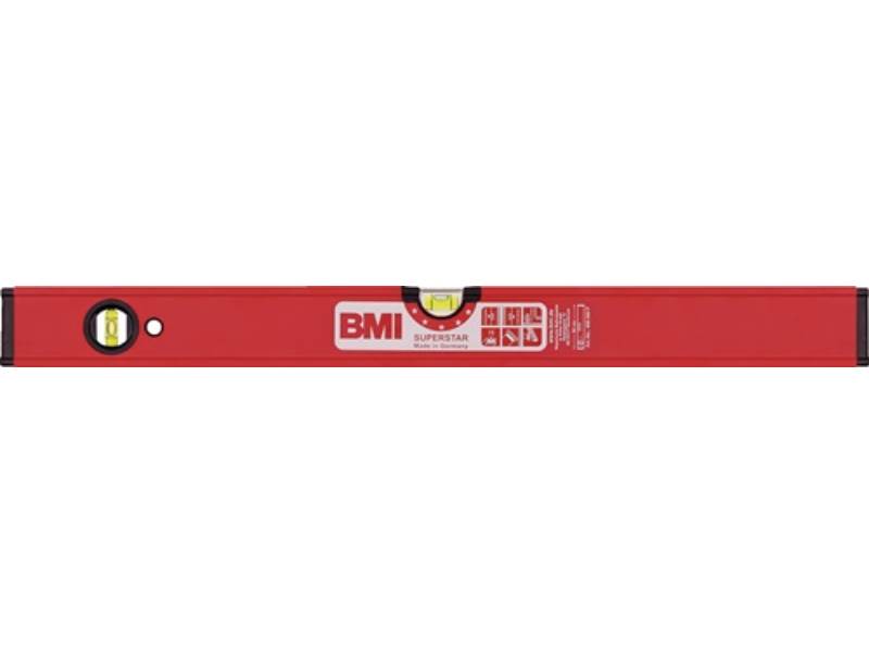 BMI 696200 PMS Wasserwaage SUPERSTAR 200 cm Aluminium rot ± 0,5 mm/m mit Magnet
