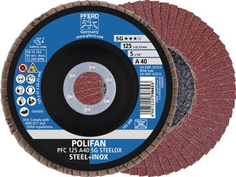 PFERD 67706115 Fächerscheibe POLIFAN A SG STEELOX D. 115 mm Körnung A-60 konisch