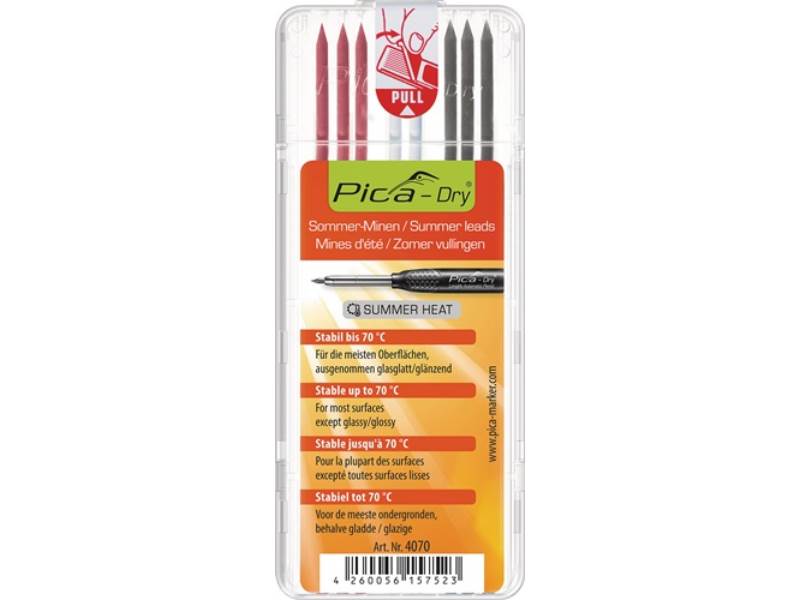 PICA 4070 Minen-Set Pica-Dry 3x graphit, 3x rot, 2x weiß bis 70 ° stabil