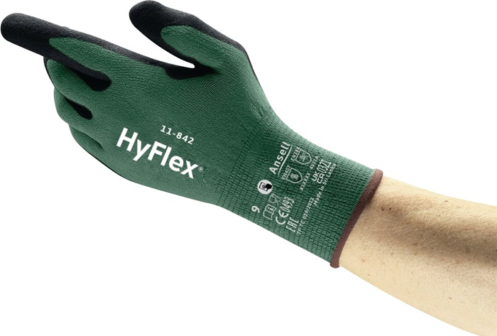 ANSELL 11842090 Handschuhe HyFlex 11-842 Größe 9 schwarz/grün EN ISO 21420,EN 38