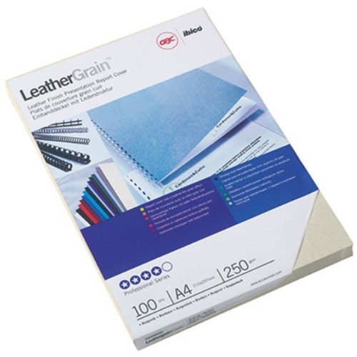 GBC Einbanddeckel LeatherGrain CE040070 DIN A4 weiß 100 St./Pack.