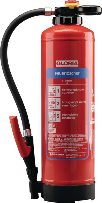 GLORIA 8038010000 Wasserfeuerlöscher  6 kg wiederaufladbar Brandklasse A 34 A mi