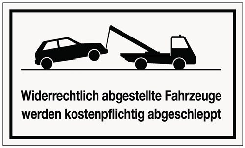 Hinweiszeichen Widerrechtliches Parken L250xB150 mm weiß schwarz Kunststoff