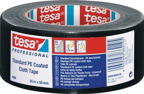 TESA 04688-00042-00 Gewebeband tesaband® Standard 4688 schwarz Länge 25 m Breite