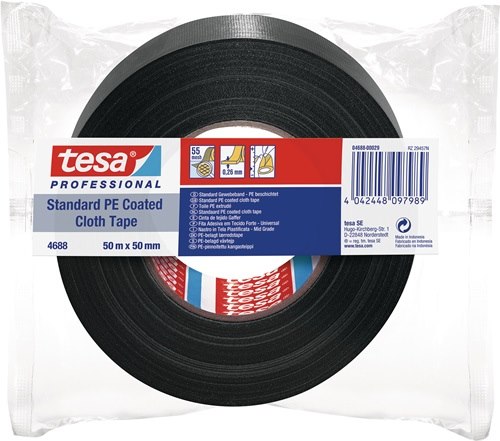 TESA 04688-00029-00 Gewebeband tesaband® Standard 4688 schwarz Länge 50 m Breite