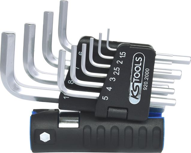 KS Tools 920.2000 3 in 1 Innen6kant-Winkelstiftschlüssel-Satz,10-tlg. kurz