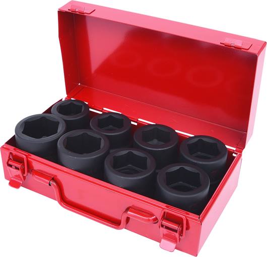 KS Tools 515.0610 1'' Sechskant-Kraft-Stecknuss-Satz, kurz, 8-tlg.