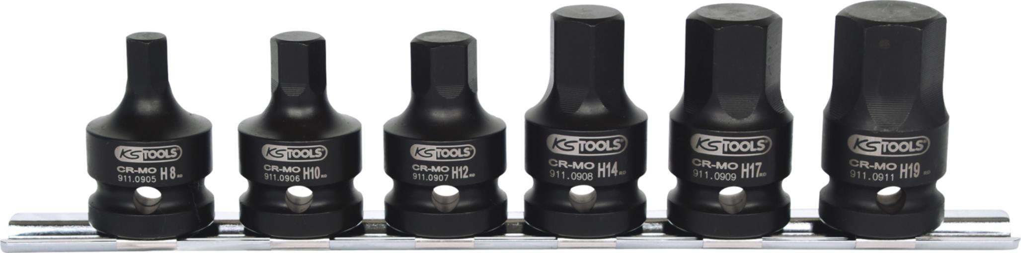 KS Tools 515.1102 1/2'' Kraft-Bit-Stecknuss-Satz, kurz, 6-tlg.