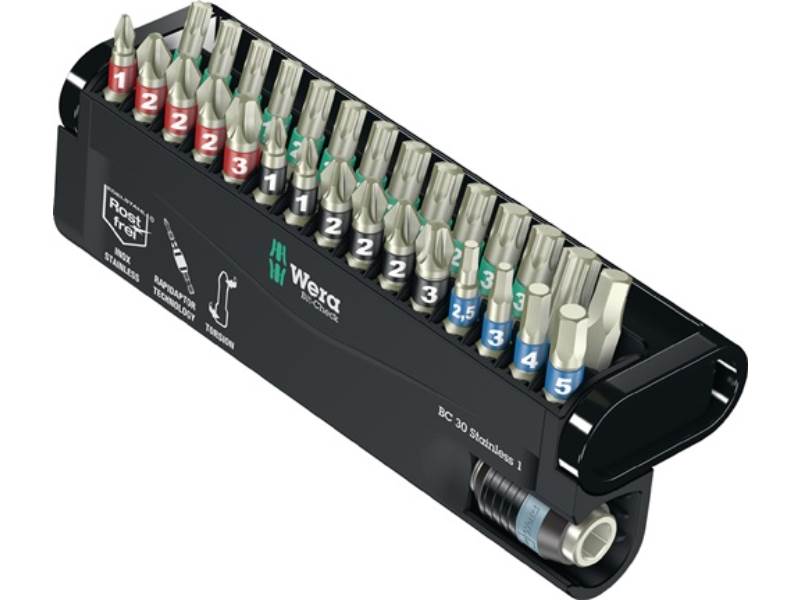 WERA 5071109001 Edelstahlbitsortiment BC 30 Stainless 1 30-teilig PH/PZD/TX/6KT.