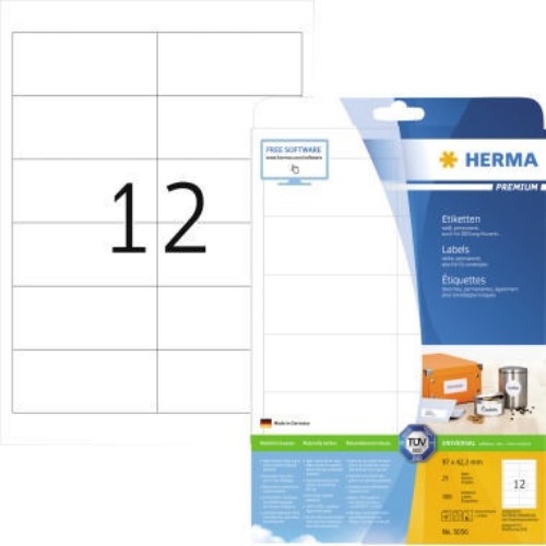HERMA Etikett PREMIUM 5056 97x42,3mm weiß 300 St./Pack.