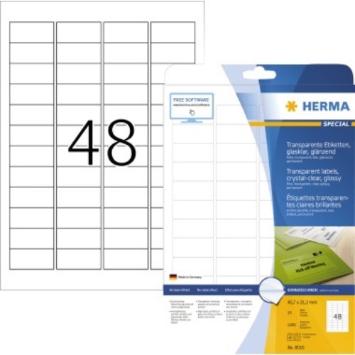 HERMA Folienetikett 8016 45,7x21,2mm tr 1.200 St./Pack.