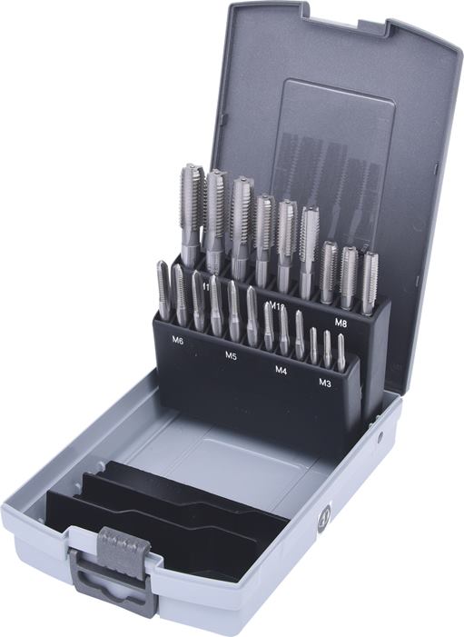 KS Tools 336.0651 HSS CO Handgewindebohrer-Satz M, Kunststoffkassette 21-tlg.M3-