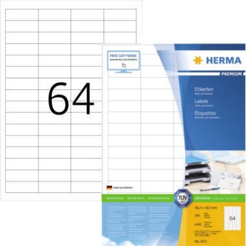 HERMA Etikett PREMIUM 4271 48,3x16,9mm weiß 6.400 St./Pack.