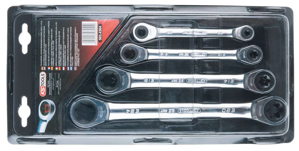 KS Tools 503.4364 GEARplus Torx-E-Doppel-Ratschenringschlüssel-Satz, 4-tlg.