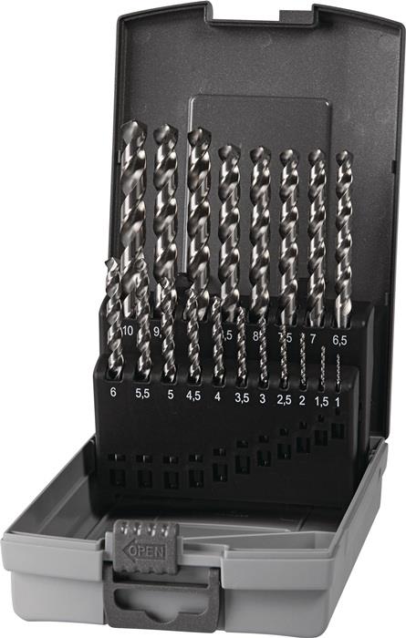 TECWERK  Spiralbohrer-Satz DIN 338 Typ UNI Nenn-Ø 1-10x0,5 mm HSS-Co 19-teilig K