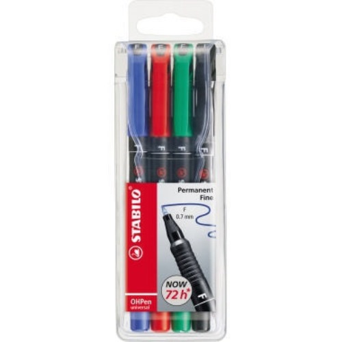 STABILO Folienschreiber OHPen 842/4 F 0,7mm sortiert 4 St./Pack.
