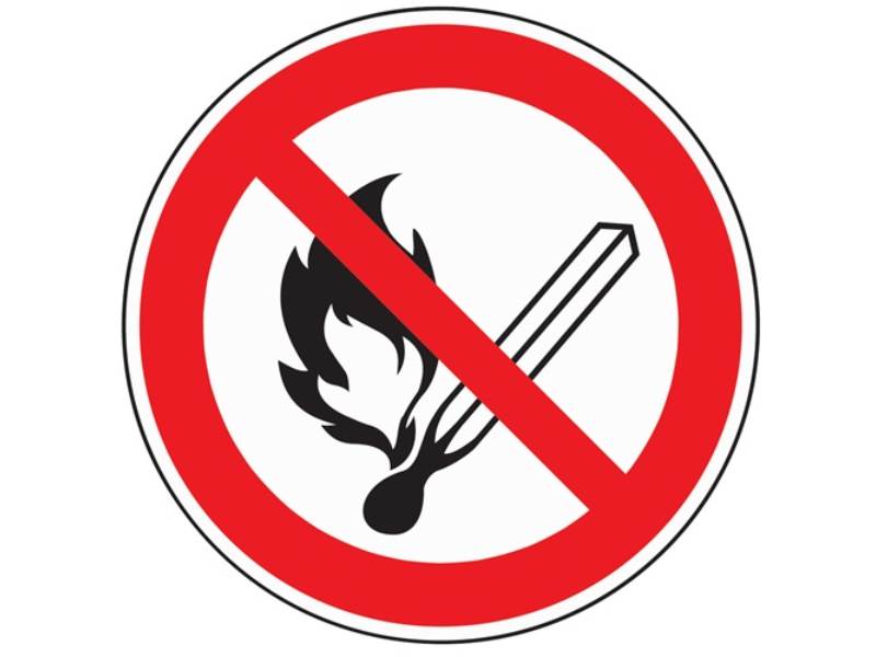 Verbotszeichen ASR A1.3/DIN EN ISO 7010 Feuer/Licht verboten Kunststoff