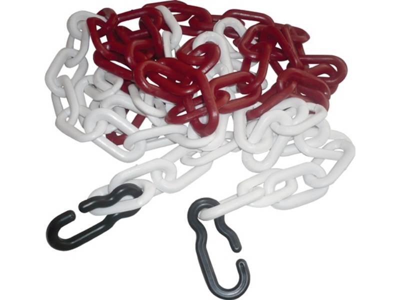 13127 RW Absperrkette PP rot/weiß 9 mm Länge 3 m mit 2 Universalhaken