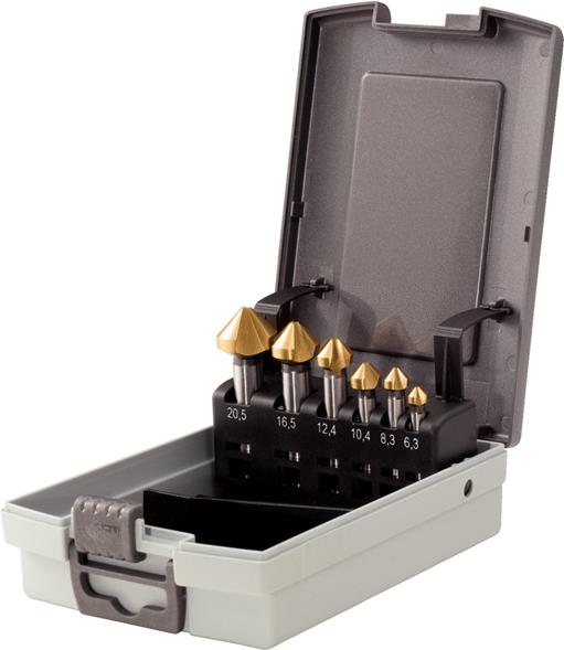 KS Tools 336.0466 HSS TiN Kegel-Entgratsenker-Satz, Kunststoffkassette 6-tlg.