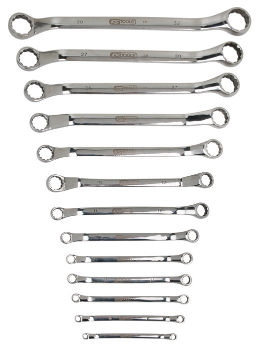 KS Tools 964.1150 EDELSTAHL Doppel-Ringschlüssel-Satz, gekröpft, 13-tlg.