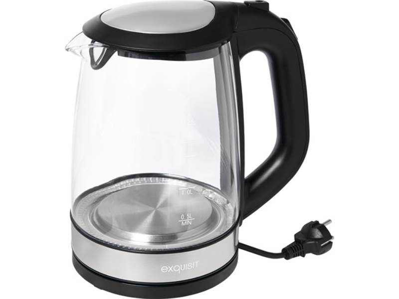 EXQUISIT 5010060 Wasserkocher WK 3501 swg 2200 W schwarz 2 l 1,1 kg Glas, Edelst