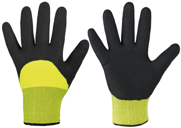 Stronghand *MALLORY* HANDSCHUHEMaterial: Nylon / Poly-AcrylNorm: DIN EN 388 / EN 511 Premium-QualitätFeinstrick, nahtlosNylon mit Acryl-Frottee-InnenfutterHandrücken ¾ beschichtetsehr gute Isolation gegen Kälte