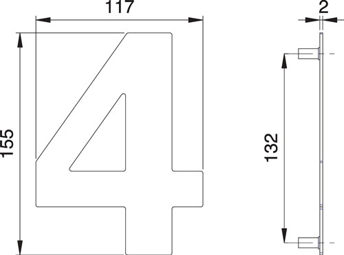 EDI 2504/0000/00 Hausnummer Ziffer 4 Edelstahl matt 155 mm Breite 117 mm