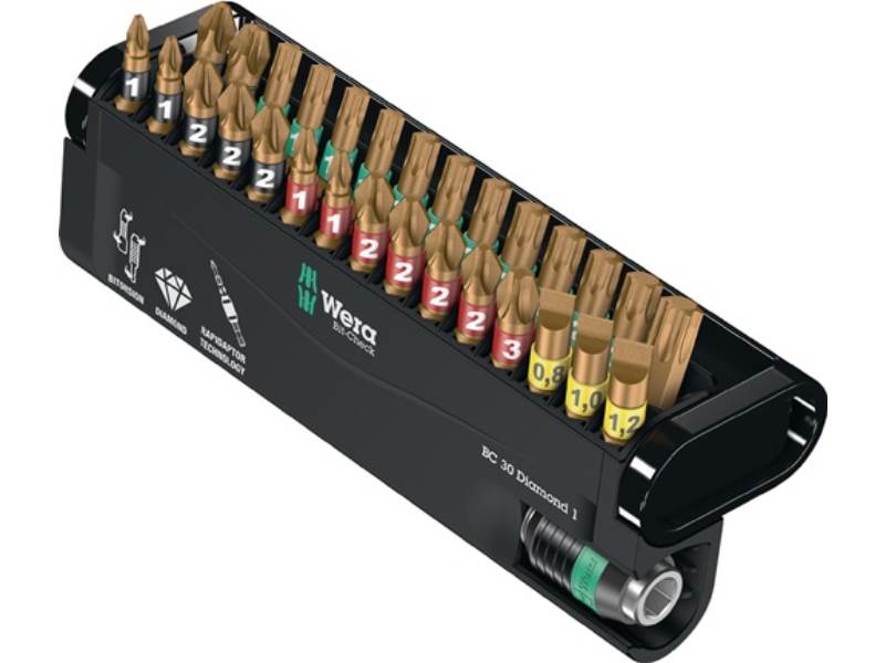 WERA 05057431001 Bitsortiment Bit-Check Diamond 1 30-teilig Schlitz/PH/PZD/TX