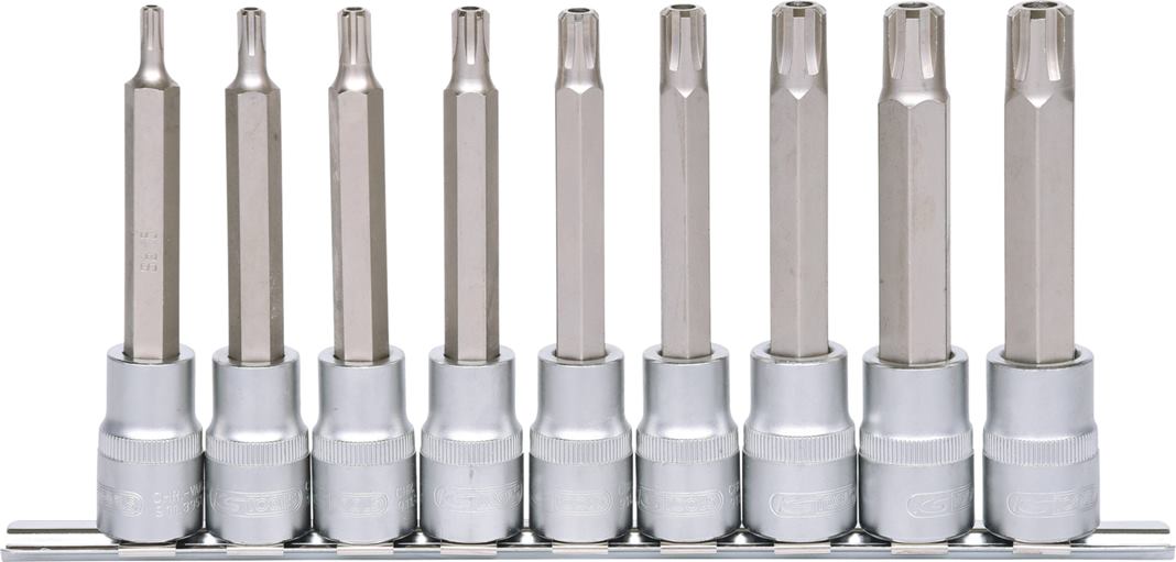 KS Tools 911.1630 1/2'' RIBE-Bit-Stecknuss-Satz, lang, 9-tlg.