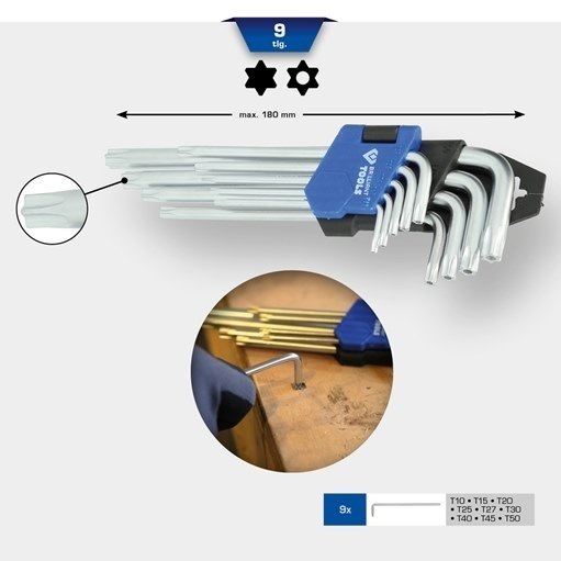 Brilliant Tools  BT044009 Winkelstiftschlüssel-Satz, 9-tlg., TX Profil, kurz