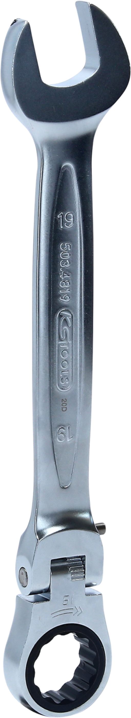 KS Tools 503.4819 GEARplus Gelenk-Ratschenringmaulschlüssel feststellbar, 19mm