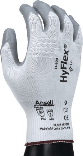 ANSELL 11800070 Handschuhe HyFlex 11-800 Größe 7 weiß/grau EN 388 PSA-Kategorie