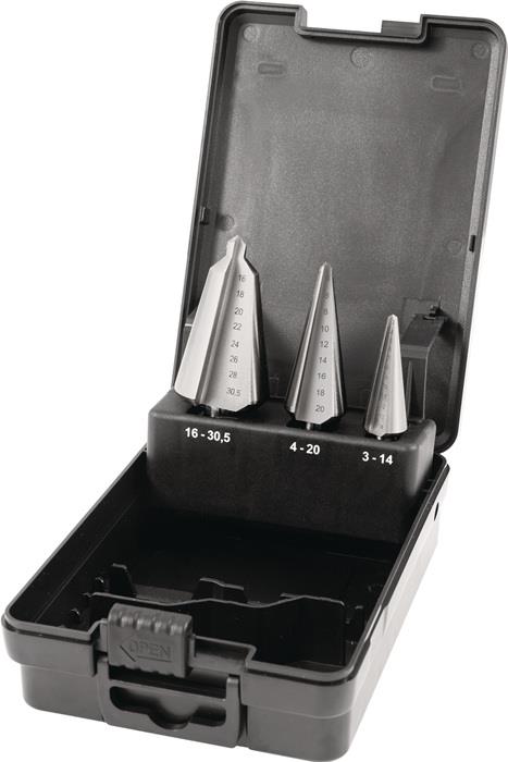 TECWERK  Blechschälbohrer-Satz  3-14 / 4-20 / 16-30,5 mm HSS-Co 3 teilig Kunstst