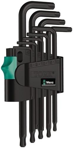 WERA 05024242001 Winkelschlüssel-Satz 967/9 TX 1 9-teilig T8 - T40 mit Kugelkopf