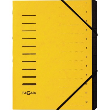 PAGNA Ordnungsmappe 40059-05 DIN A4 12Fächer Pressspankarton gelb