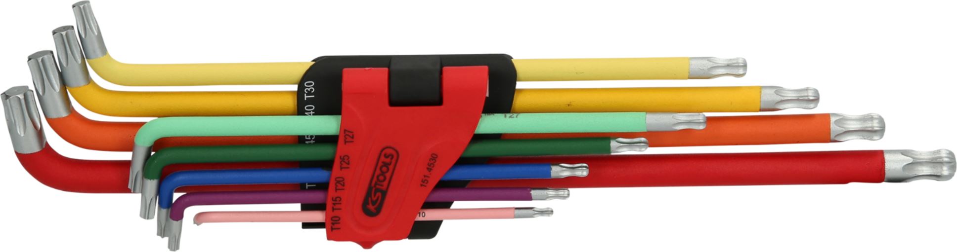 KS Tools 151.4530 Kugelkopf-Torx-Winkelstiftschlüssel-Satz, extra lang und 108°