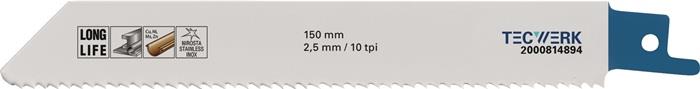 TECWERK 2000814894 Säbelsägeblatt L.150mm B.19mm TPI 10 2,5mm 5 St./Karte