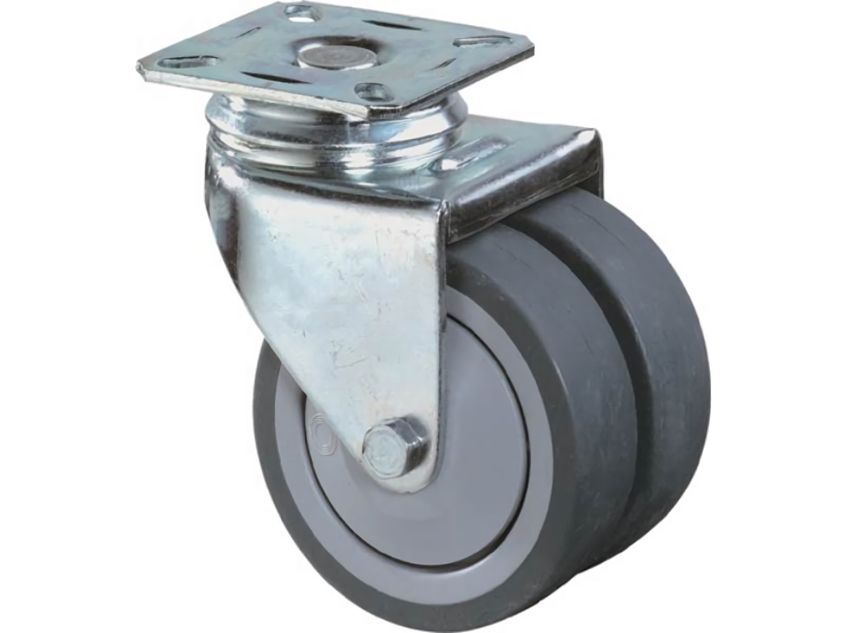 BS B100.A85.075 Doppel-Lenkrolle 75 mm 80 kg ohne Feststeller Vollgummi blaugrau